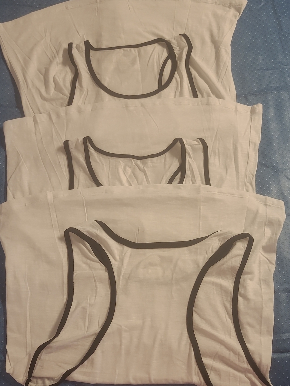 Athletic Works White Tank Tops with Black Trim - Pack of 3